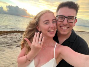 Elena and Harry announcing their engagement